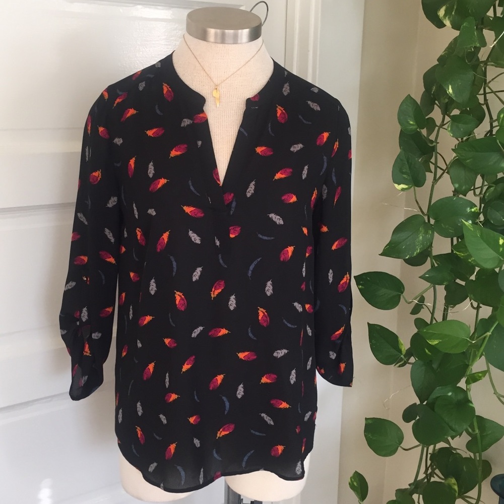 Daniel Rainn Feather Print Blouse